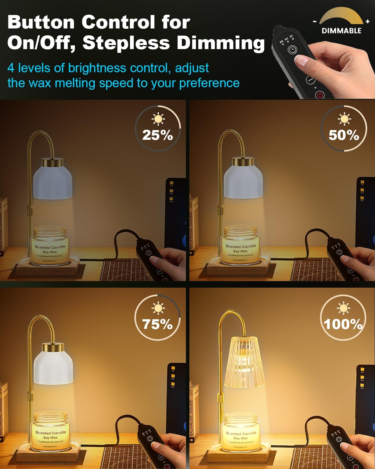 Candle Warmer Lp with Timer - Upgraded Wax Warmer Lp with Dimmable,