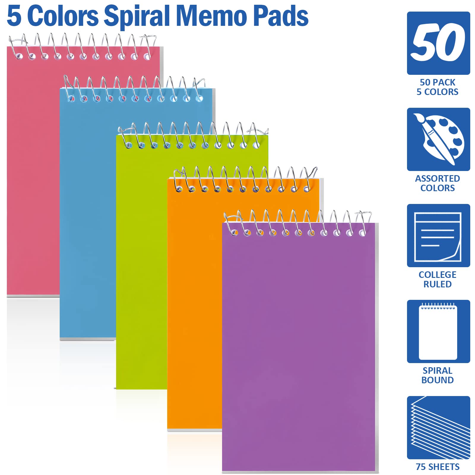100 blocs de notas en espiral a granel de 3 x 5 pulgadas, bloc de notas pequeños con forro superior de papel rayado universitario, mini bloc de notas de bolsillo, cuadernos en espiral para escuela