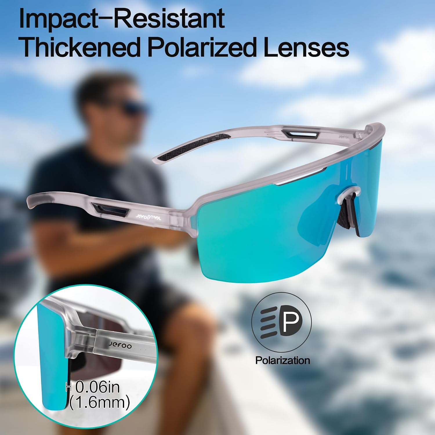 Jefoo Polarized Sports Sunglasses Men Women PC Lenses UV400 Protection - Gifts for Baseball Fishing Cycling Hiking Pickleball