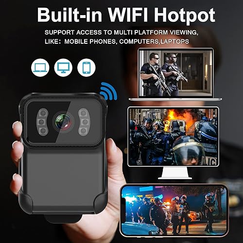 Miniatura 4 de Cámara con WiFi de 1080P con grabación de audio y video, cámara portátil impermeable con visión nocturna, mini grabadora de video de pecho para