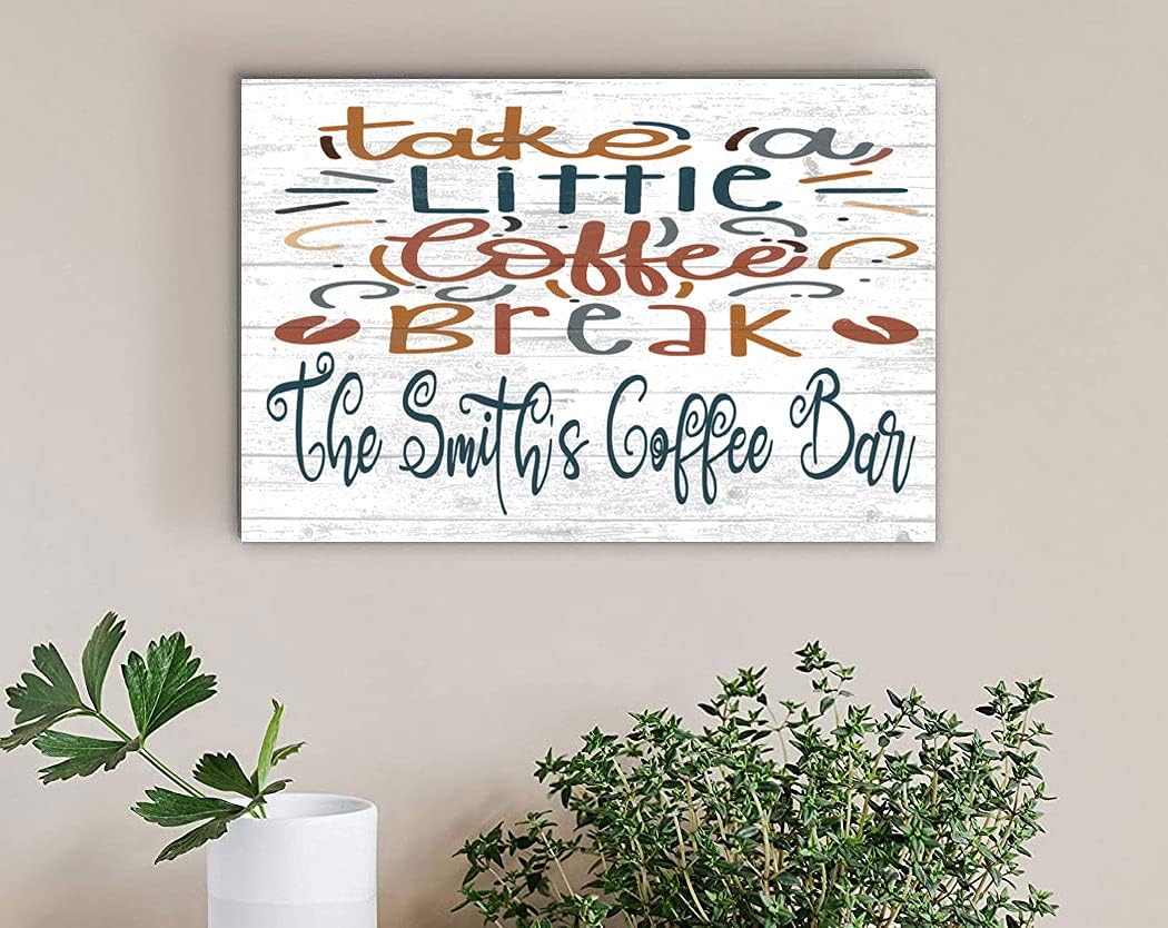 Broad Bay CUSTOM Coffee Sign for Coffee Bar or Kitchen Decoration - SOLID WOOD - 16in x 10.5in - for Home, Office, Housewarming Gift Idea (Take A Little Coffee Break)
