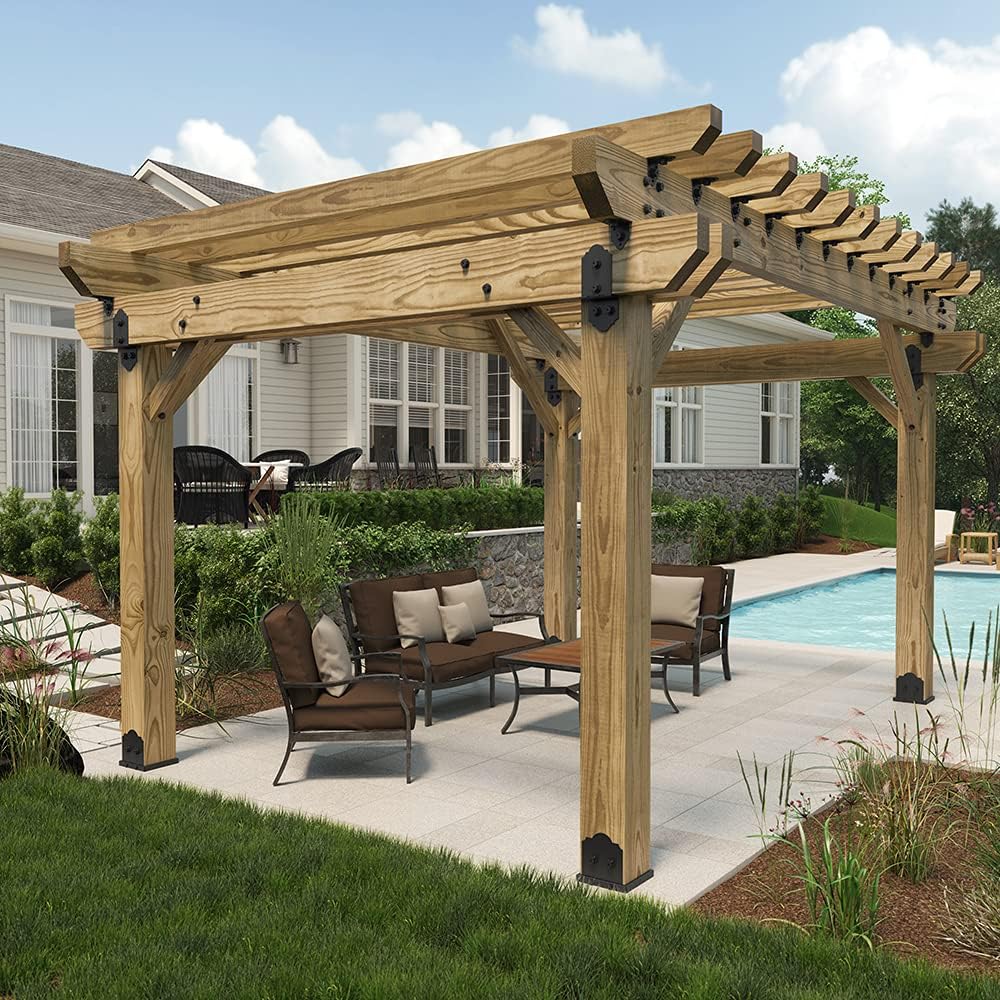 OZCO 54209 Laredo Sunset Lite 8x8 Post Base, (1 per Pack) & 56621 1-1/2-inch Hex Cap Nut, (10 per Pack), Black