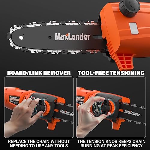 Miniatura 4 de MAXLANDER Sierra eléctrica de poste de 8 pulgadas con cable, sierras de poste de 6 amperios para recortar árboles, sierra de poste de alcance máximo
