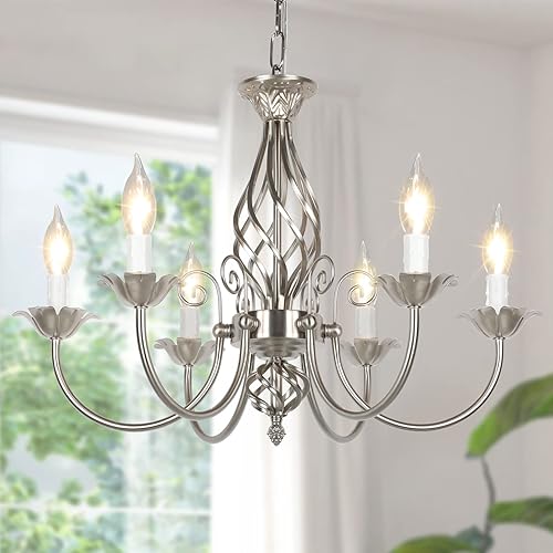Miniatura 8 de Candelabro de 6 luces para sala de estar, lámpara de techo colgante industrial rústica, lámpara colgante de techo vintage para dormitorio, pasillo,