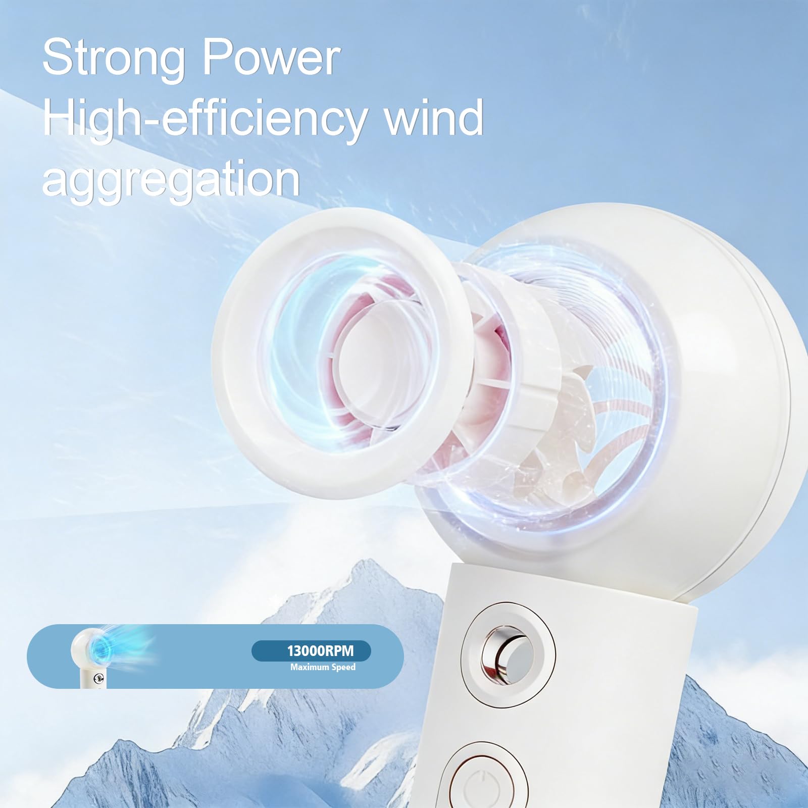 Gemmac Mini Ventilador Pulverizador, 4 Velocidades USB Ventilador Pequeño Recargable 2000mAh Portatil Ventilador de Mesa, Blanco Turbo Abanico para Viajes/Hogar/al Aire Libre/Hidratación Facial
