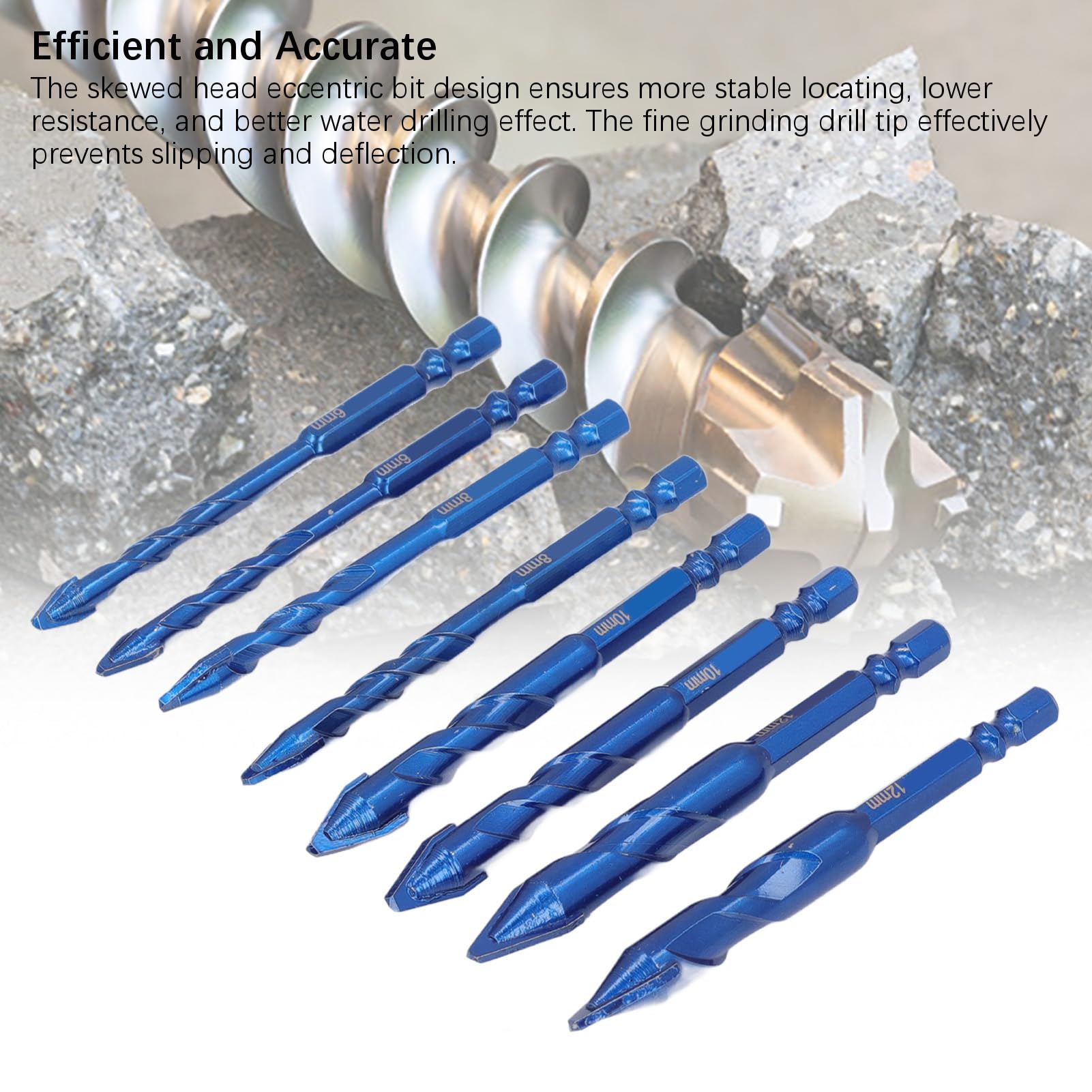 Juego De Brocas Para Metal Y Hormigón - 4 Piezas (6,8,10,12 Mm), Vástago Hexagonal 1/4", Punta De Carburo