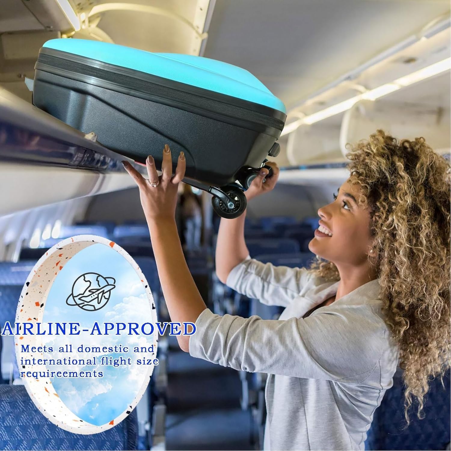 2-in-1 Ride-On Scooter Suitcase,Carry On Hardshell Ride On Suitcase Scooter for Kids Age 4-15, Multifunctional Ride On Lightweight Kids Luggage with Wheels(Size:Blue)