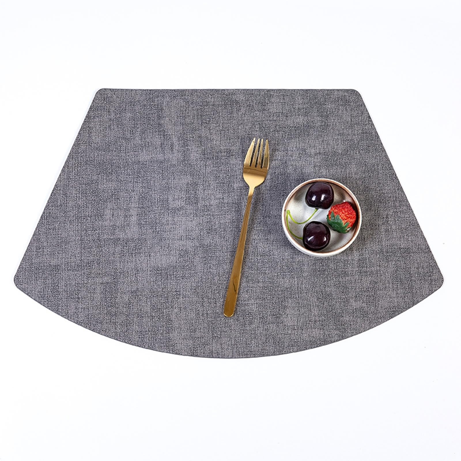 KnSam 6Pcs Set Tischsets Platzsets Modern Sektor 31.5x48CM, PU Leder Platzset Abwaschbar Motiv Gewebt Muster Hitzebeständige, Tischuntersetzer Dunkelgrau für Restaurant