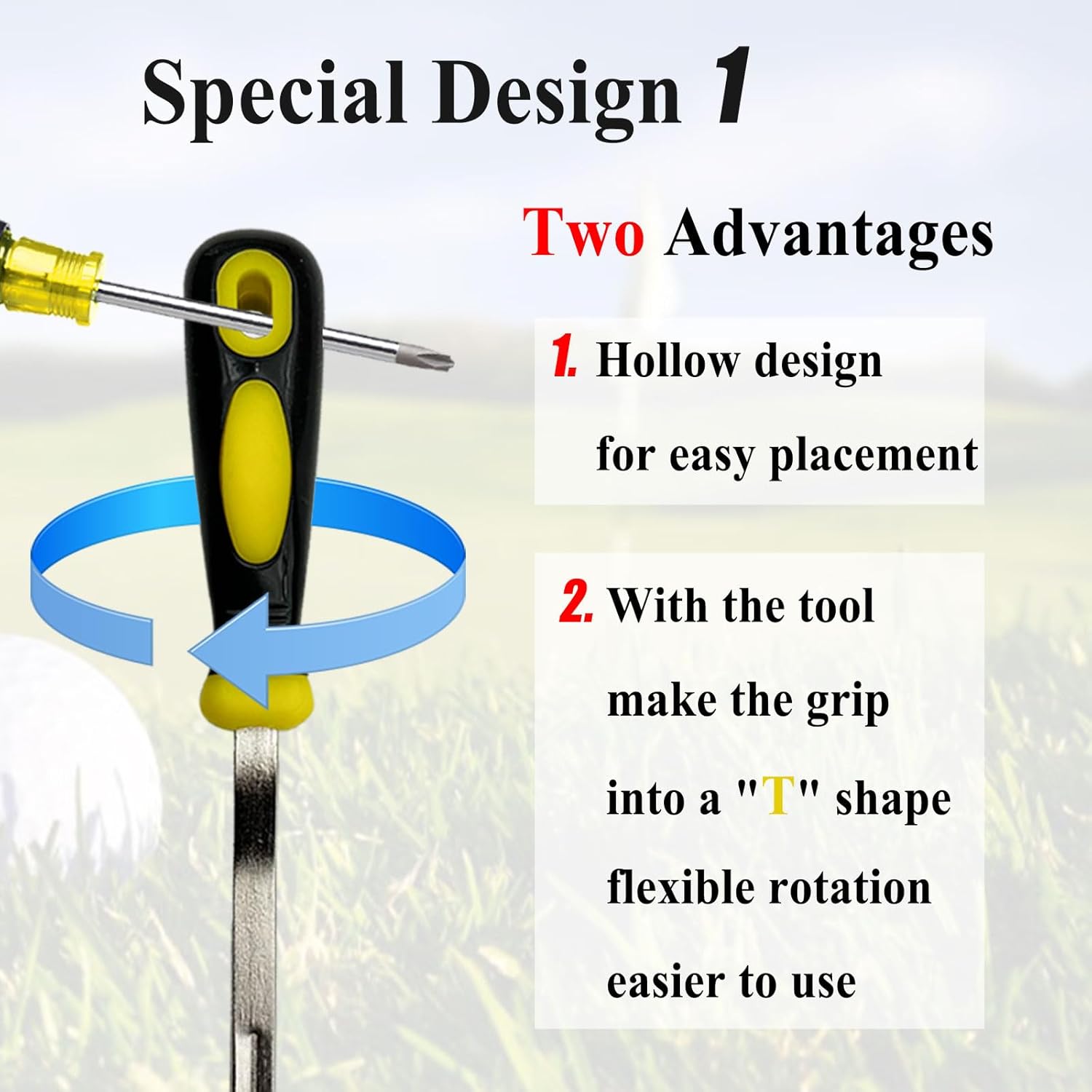 Condition photo showing New/Like New for v-groove golf grip removal tool, 11" for standard length swinging grips, grip repair tool