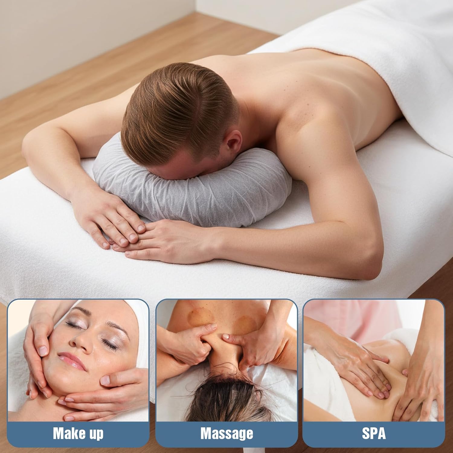 100 PCS Disposable Fitted Face Cradle Covers Non-Woven Soft Massage Face Rest Headrest Covers Universal Size for Massage Tables Chairs Salon SPA Use Faces Rest Cover