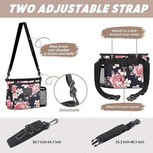 Miniatura 6 de Bolsa grande de golosinas para perros para entrenamiento con cierre magnético, cangurera portátil para pasear perros con dispensador de bolsas para