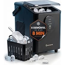 Sommertal EM12S Ice Cube Machine 12 kg/24 h Self-Cleaning & Quiet Ice Maker 0.3 kg Bullet Ice Cube in 20 Mins with Handle Ice Cube Maker for Kitchen Bar Office Party & Catering