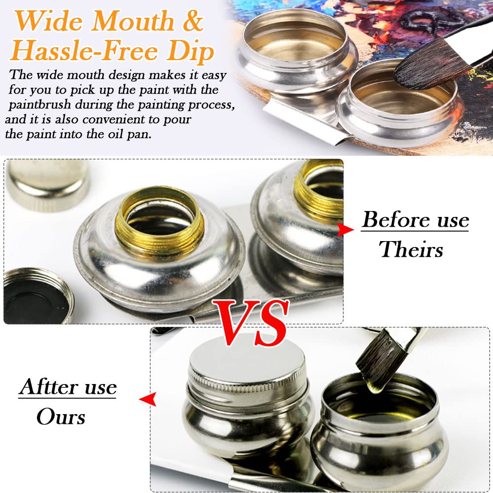 Taza Doble Para Pintura Al óleo - Acero Inoxidable - Ideal Para Artistas (9.4x3 Cm)