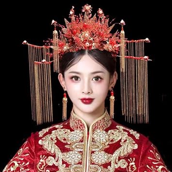 REDBMX Traditional Chinese Hair Stick Royal Tiaras Crown New Luxury Big European Gorgeous Crystal Queen Wedding Hair Accessories