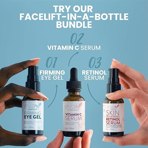 Miniatura 9 de Eva Naturals Suero de retinol para cara con ácido hialurónico, vitamina E y aloe orgánico  Suero facial con retinol que reduce las arrugas, líneas