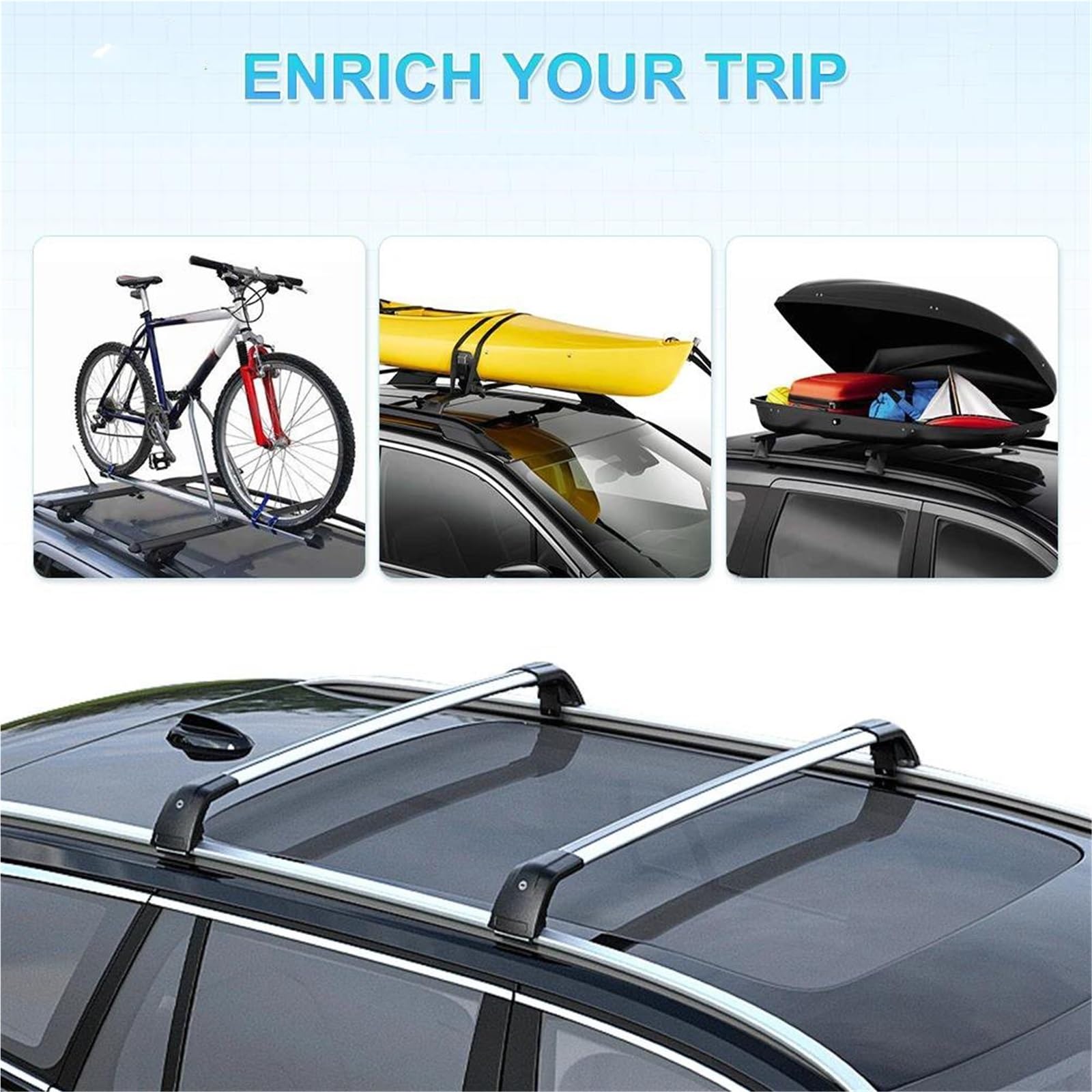 Barras Portaequipajes Barras Techo para Coche Laterales Cruzadas Portaequipajes para Hyundai para Santa para Fe 2013-2018 Equipaje Aleación Aluminio
