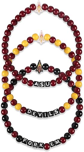 Miniatura 102 de FOCO NCAA unisex-adulto Paquete de 3 Pulseras de la Amistad con Cuentas con Logotipo de Equipo Universitario de la NCAA Oficialmente Licenciadas