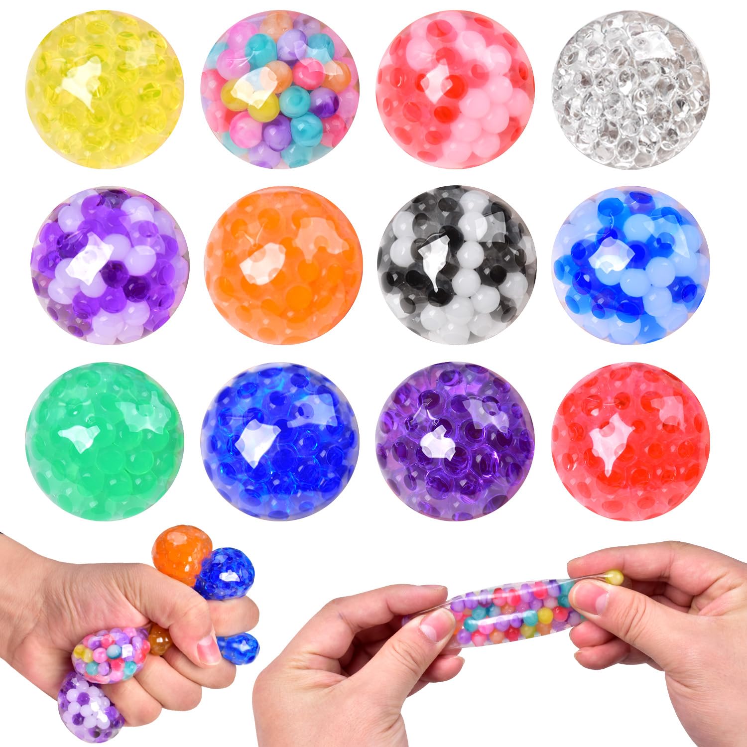 Stress Balls -12 Pack Squishy Stress Balls, Goodie Bag Stuffers for Party Favors, Birthday Gift, Squeeze Ball for Anxiety Relief, Reduce Hand/Wrist Pain, Help to Relax and Focus