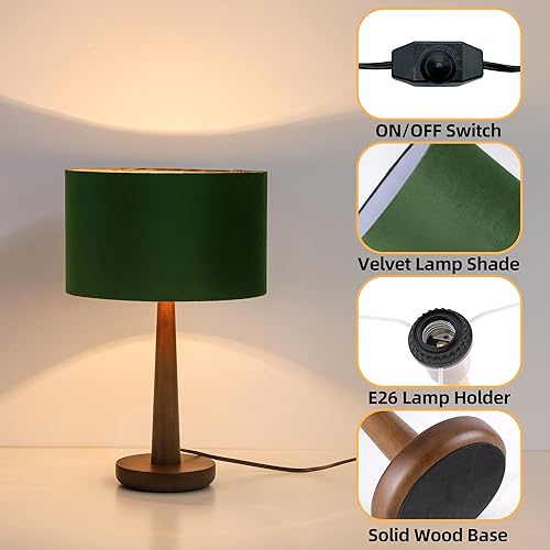 Miniatura 3 de Lámpara de mesa de 18.5 pulgadas para sala de estar, lámparas de escritorio de madera de nogal modernas regulables para dormitorio, lámpara de