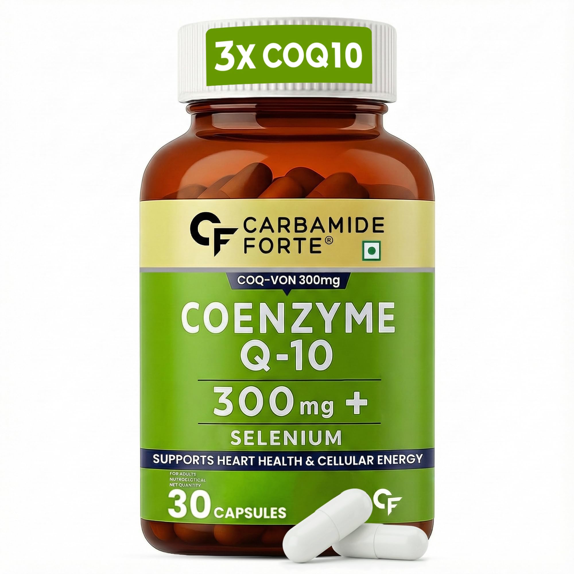 Carbamide Forte Coenzyme Q10 | CoQ10 Supplement 300mg with Selenium 40mcg | Supports Heart Health and Vascular Health | 100% Vegetarian – 30 Capsules-picture-20