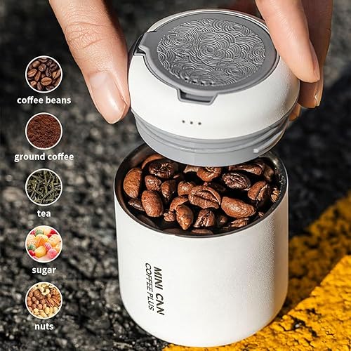 Miniatura 3 de Recipiente hermético para café, contenedor portátil de almacenamiento de granos de café con válvulas de liberación de CO2, contenedor de