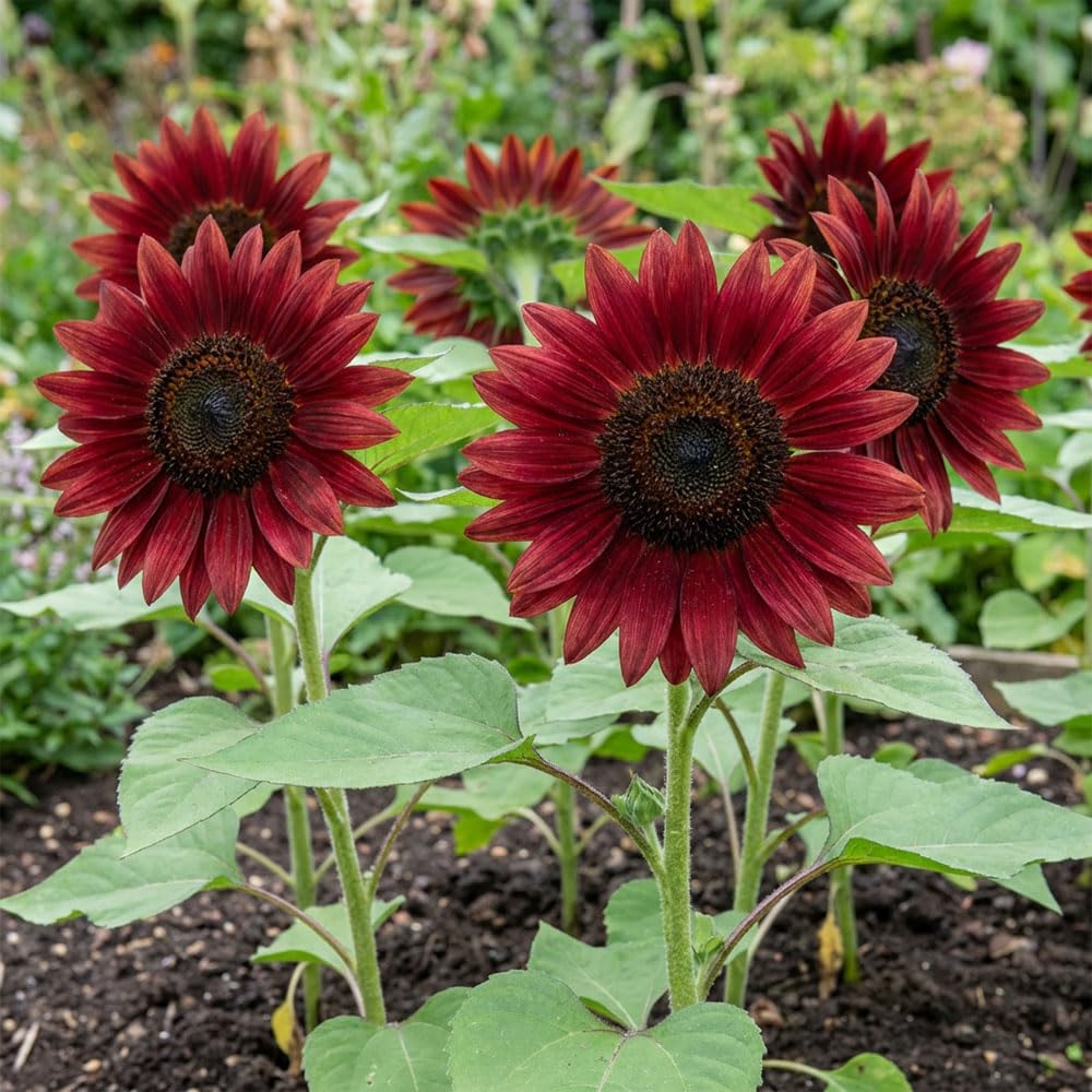 Sunflower Claret F1 Seeds – Deep Wine Red Helianthus Variety – Tall 2m Statement Plants – Stunning Cut Flower – for Your Beautiful Garden