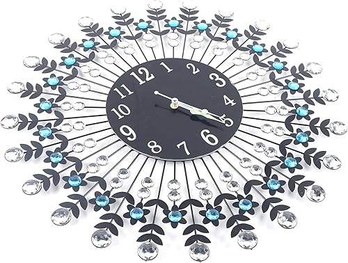 Miniatura 5 de YIYIBYUS Reloj de pared de cristal de 23.6 pulgadas, grande, moderno, 3D, redondo, de metal, creativo, silencioso, para decoración del hogar,