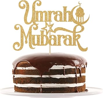 Gold Glitter Umrah Mubarak Cake Topper, Eid Ramadan Mubarak Cake Decorations, Muslim Islam Eid al-Fitr Party Decorations