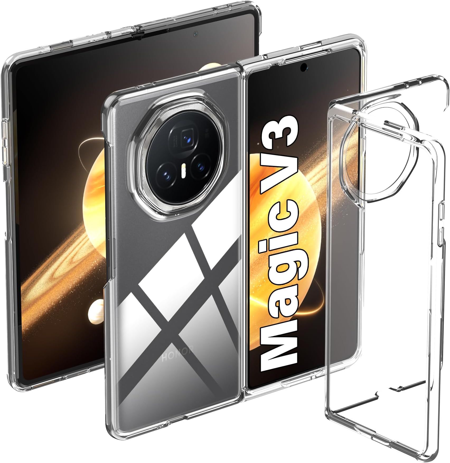 Lemxiee Cover for Honor Magic V3 Case,Ultra-thin Ultra-light Transparent Hard PC case,Anti-skid Anti-drop Case for Honor Magic V3