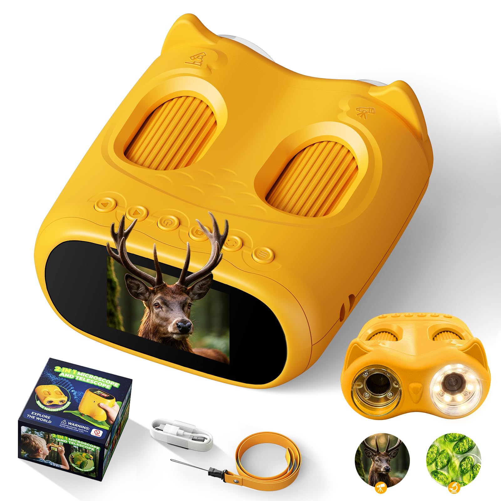 ARNSSIEN 2-in-1 digitales mikroskop für Kinder & Teleskop,1000X Kinder mikroskop Outdoor,1080p Foto/Video,Micro Macro Forscher, Geschenke Mädchen Jungen 6-10 Jahre,Inskam387