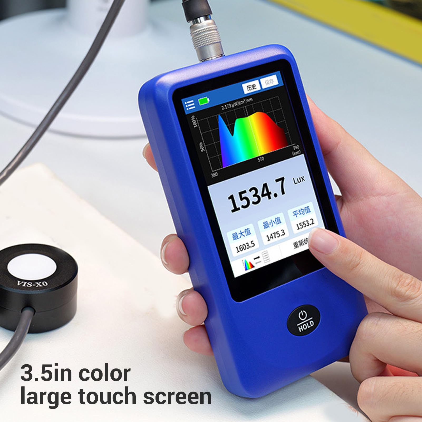 Hyuduo Medidor de Espectro de Luz Portátil, Espectrómetro Portátil para Iluminancia y Temperatura de Color con Rango de 1 Millón de Lx, Ideal para Crecimiento de Plantas, Pruebas de Iluminación
