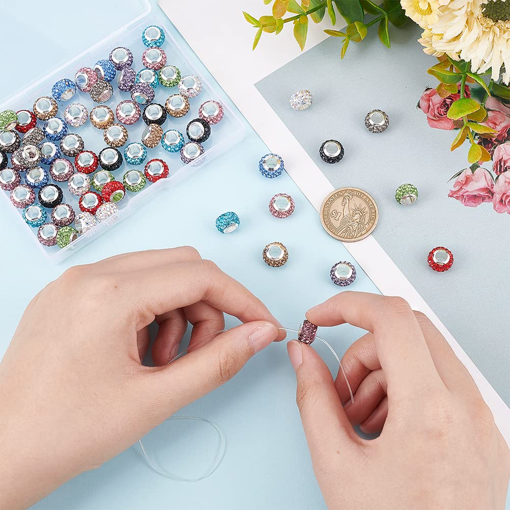 90 pcs perline europee con foro grande perline distanziatrici perline