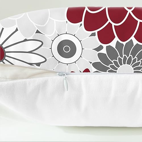 Miniatura 6 de CaliTime Juego de 2 fundas de almohada decorativas de forro polar con flores florecientes de dalia floral para sofá, cama, sofá, decoración de casa