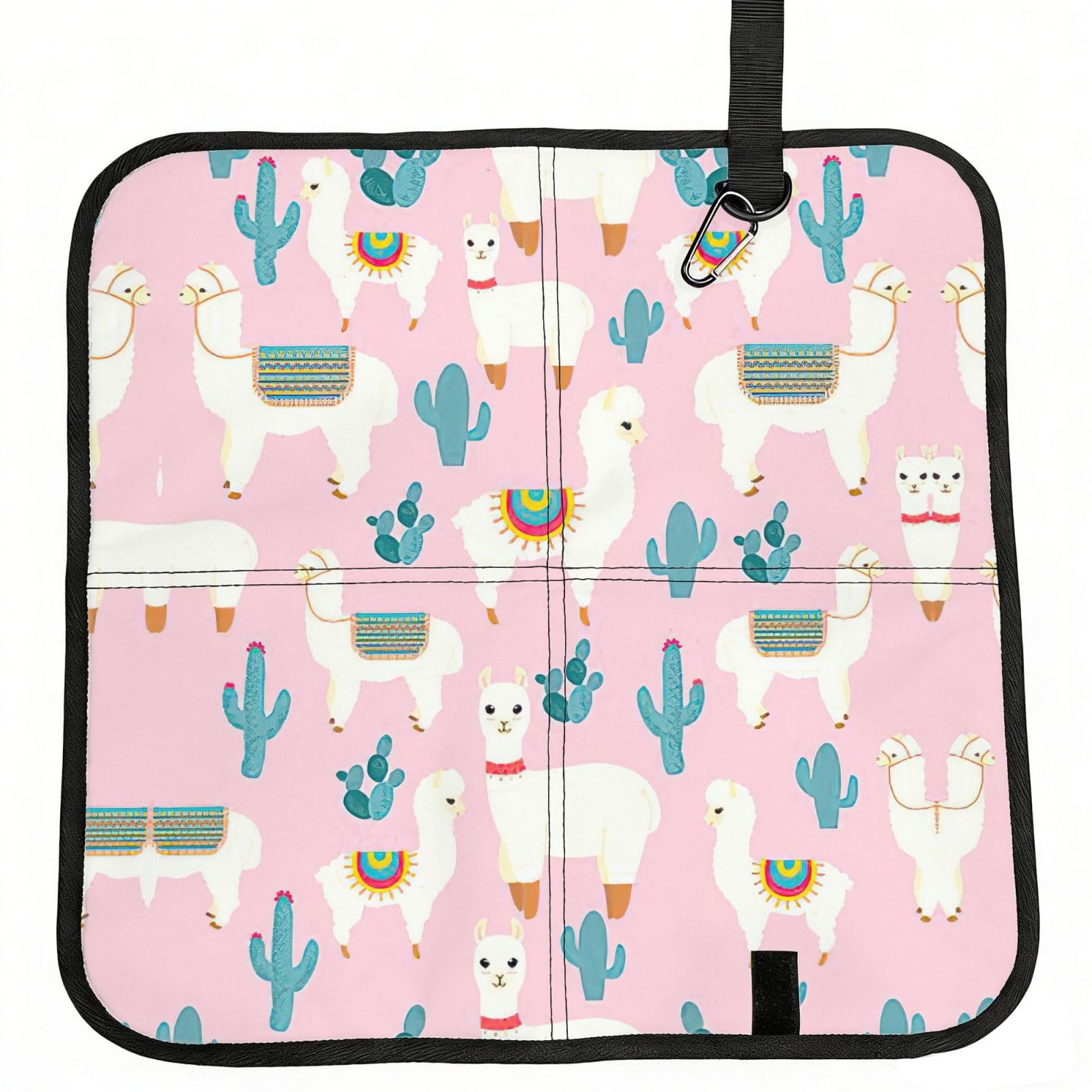 SDEGTHO Llama Cactus Printed Foldable Seat Pad with Closure, Lightweight Cushion for Airplane Travel Camping