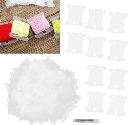 Miniatura 3 de Zerodis 300 tarjetas de hilo dental, placa de bobinado de costura de plástico transparente, soporte de hilo de punto de cruz, herramienta de