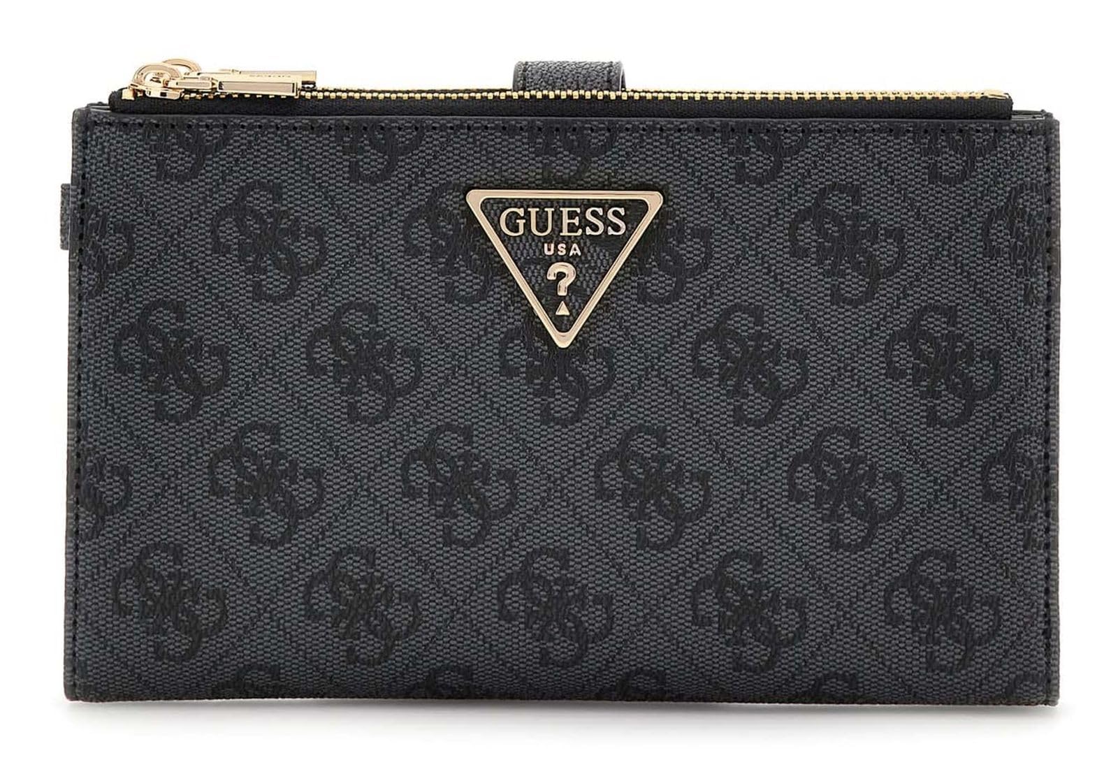 GUESS Monedero Laurel II SLG Double Zip Organizer Coal Logo Gris Oscuro