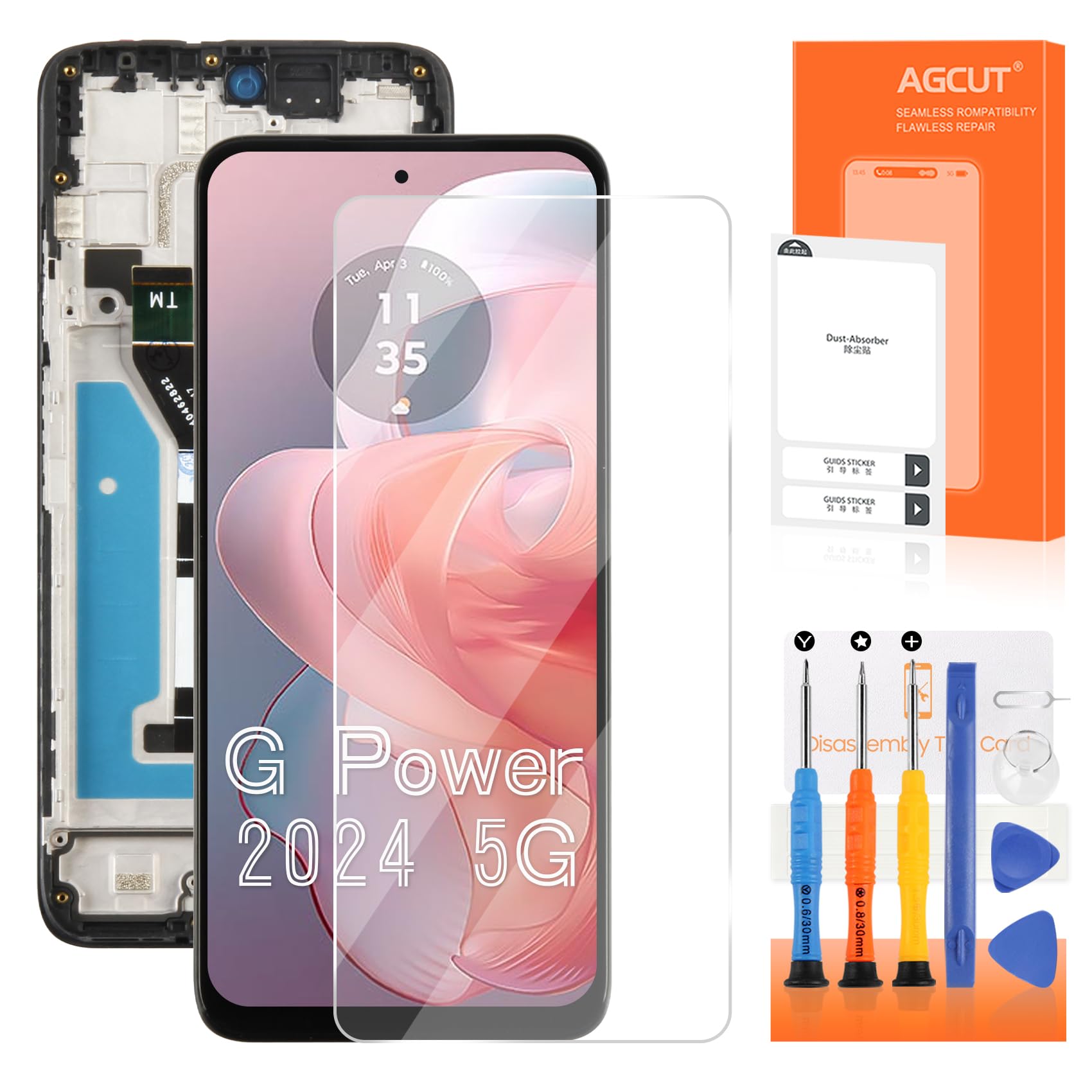 for Moto G Power 5G 2024 Screen Replacement for Moto G Power 2024 XT2415 LCD Display XT2415-1 LCD Digitizer Touch Screen Assembly Repair Part with