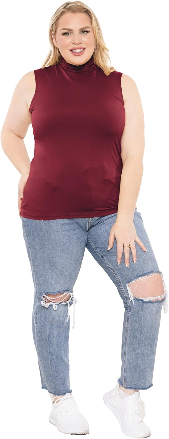 Womens Turtle Neck | Long Sleeve and Sleeveless Top | Plus Size XL-7X | Tops Women White Turtleneck Women