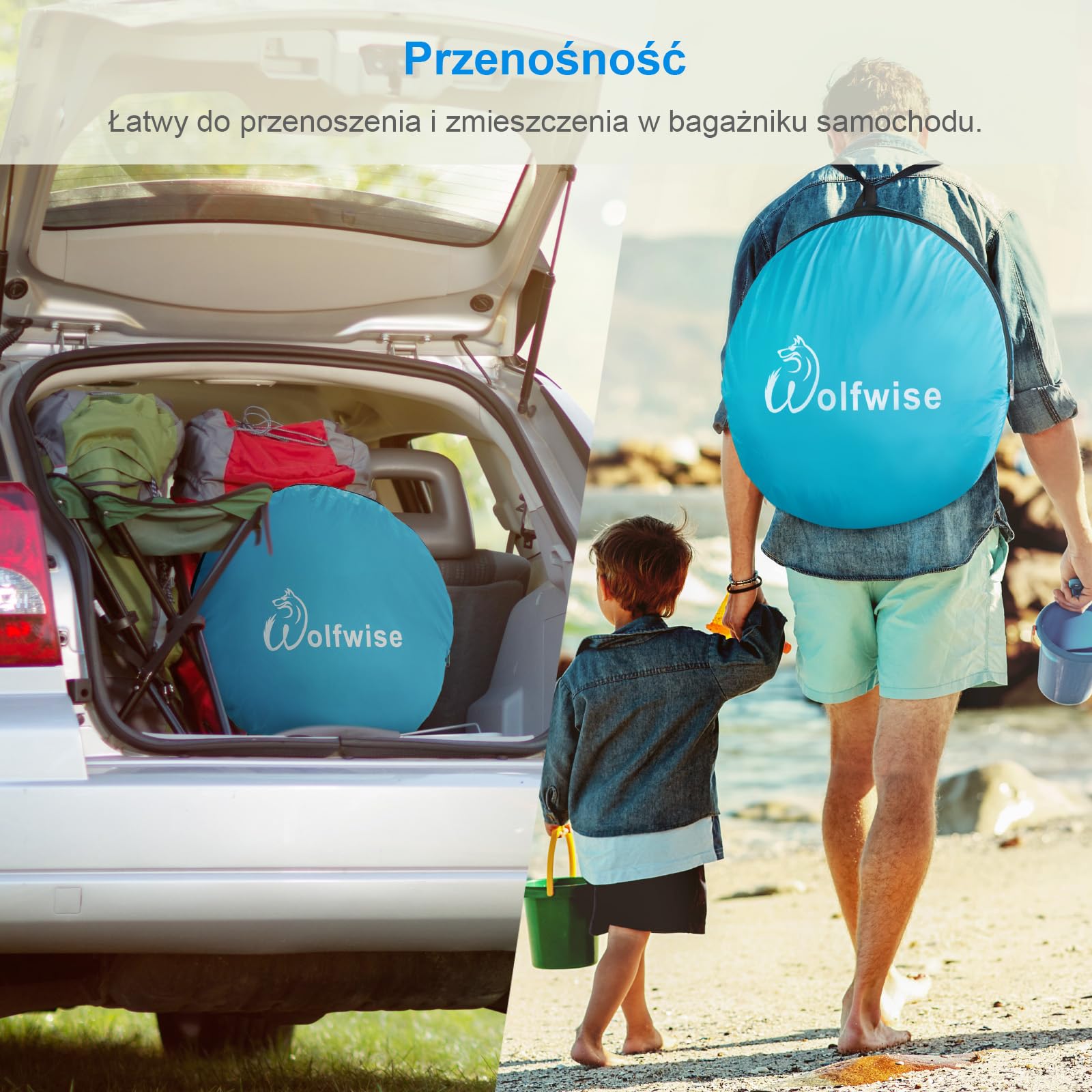 WolfWise UPF 50+ Easy Pop Up namiot plażowy schronienie słoneczne natychmiastowy automatyczny przenośny parasol sportowy kryty domek do zabawy baldachim kabana