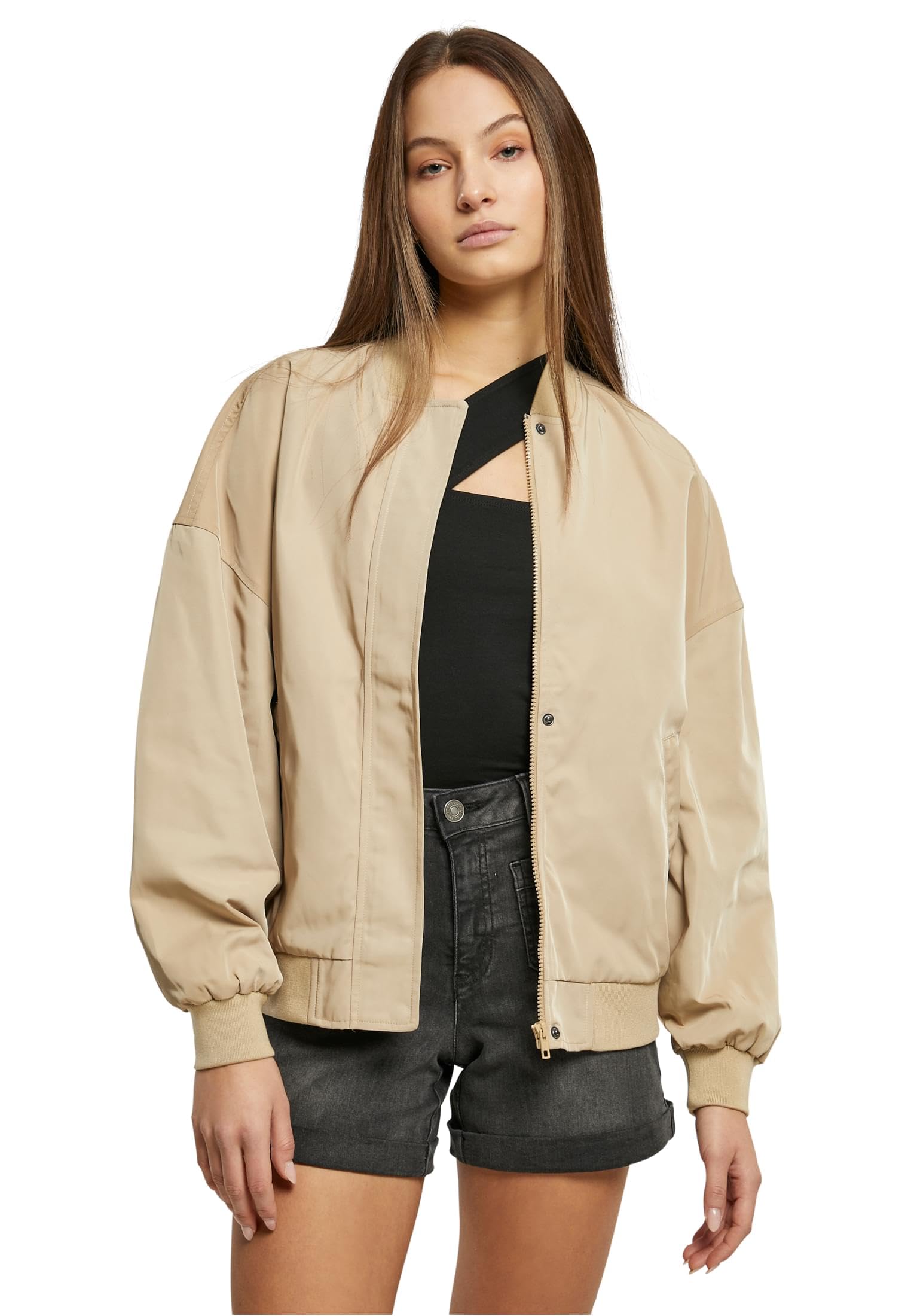 Urban Classics Women's Ladies Recycled Oversized Light Bomber Jacket, Union Beige, XS