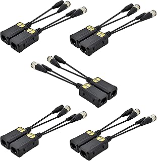 5 Pairs 8MP/4K Passive HD BNC Video Power Balun Transceiver Transmitter Via UTP RJ45 Cable AHD/TVI/CVI/CVBS Cable Connectors for 720P/960P/1080P/3MP/5MP/8MP CCTV Security Cameras