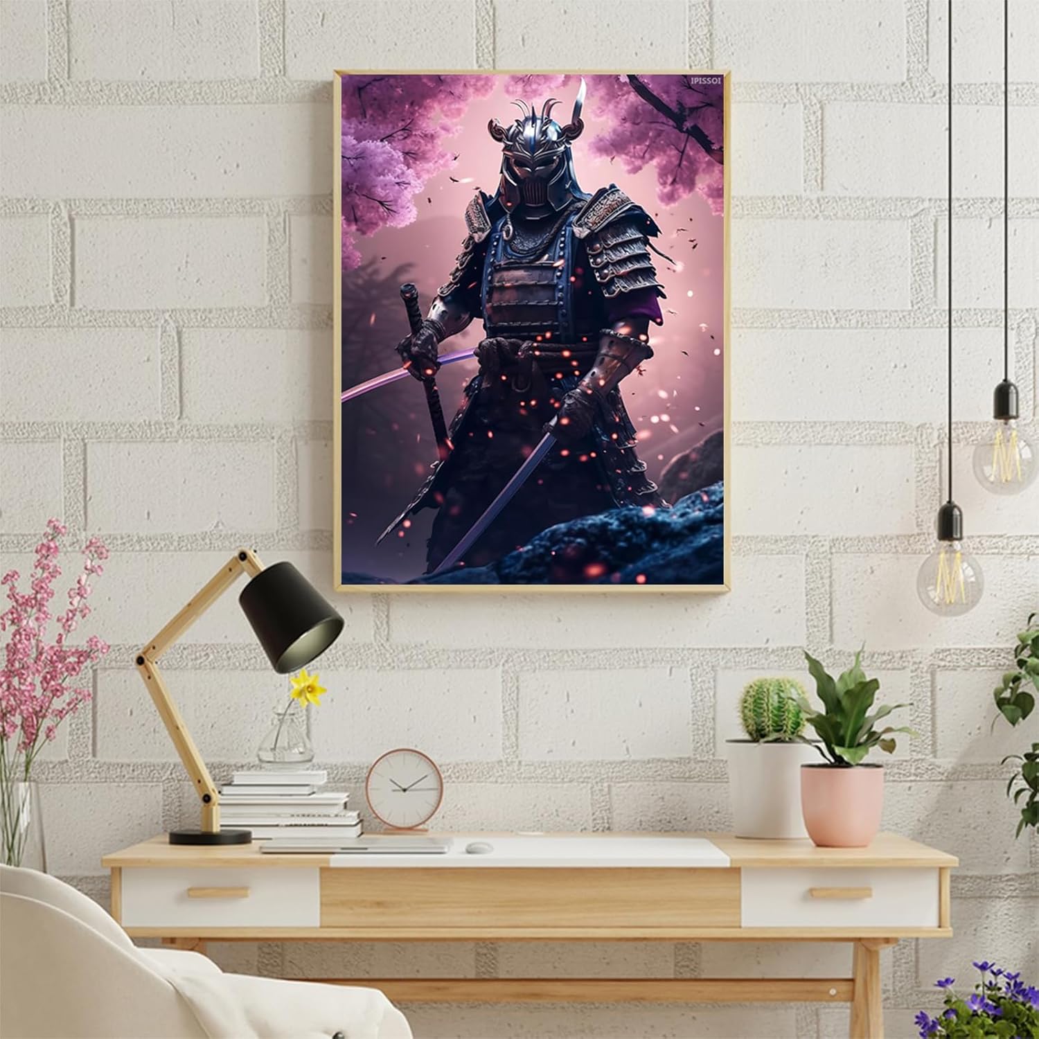 IPISSOI Christmas Gift 5D Japanese Samurai with Swords Diamond Art Painting Kits for Adults, Diamond Dots Paintings for Beginners Home Wall Decor Gifts for New Year's Day Valentine's Day 12x16inch