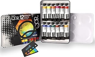 QoR Watercolor, 12 Color Set of 5ml Tubes, Made by Golden Artist Paints, with Sticky Notes, Multi-Color