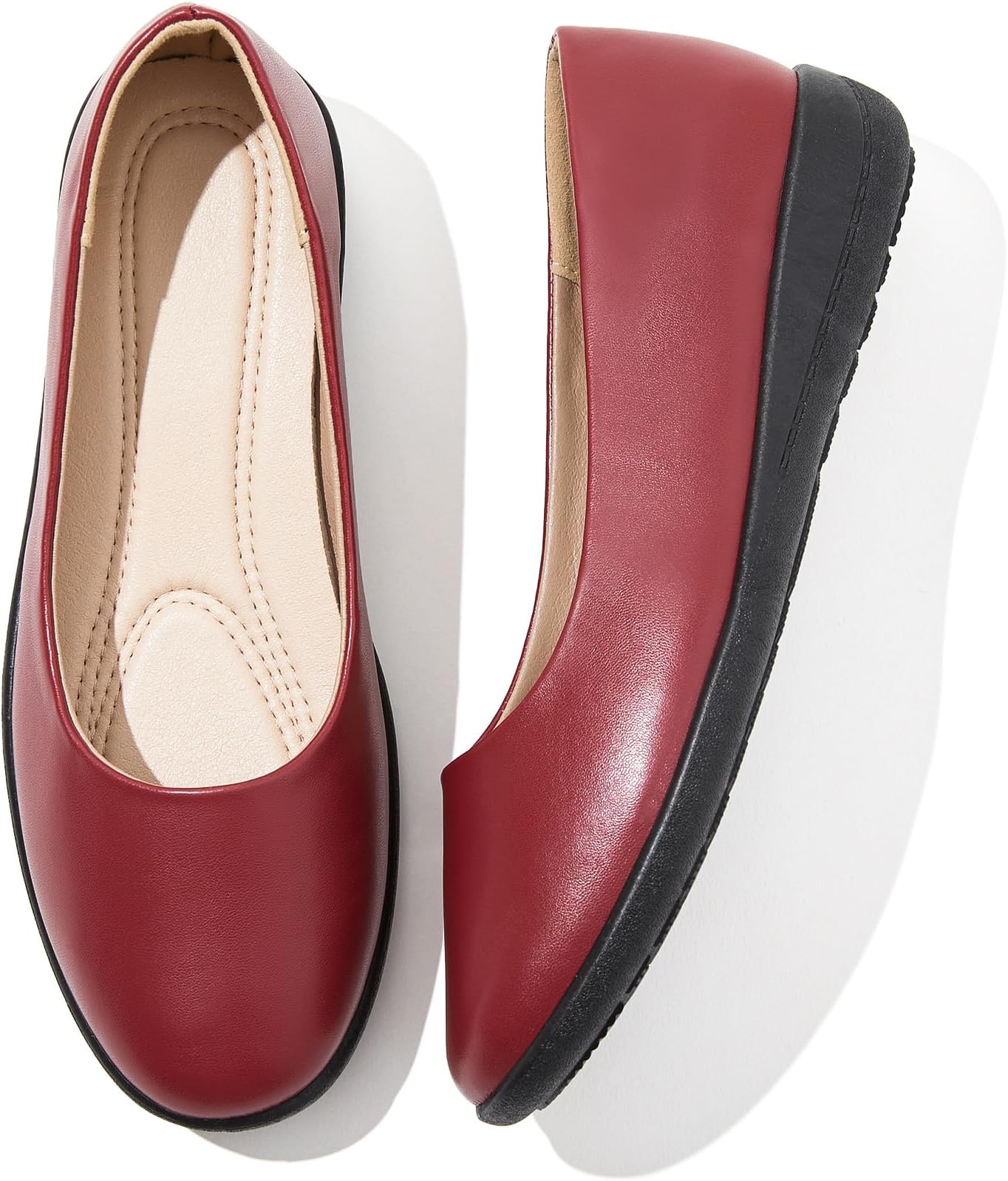Women's Flats Comfortable Black Flats Shoes Women Round Toe Ballerina Flats Leather Dress Shoes Work Flats for Office