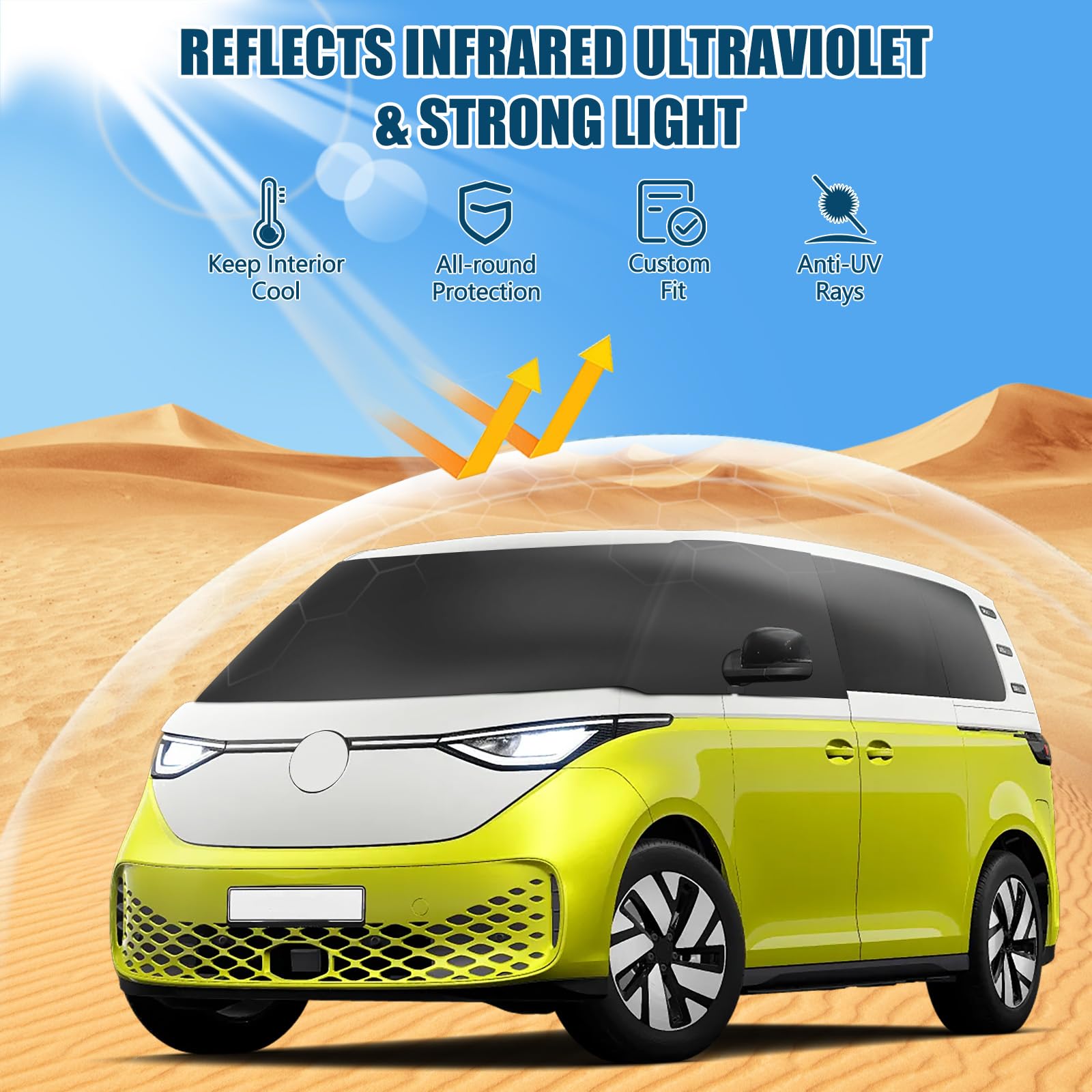 VW ID Buzz 2022-2025 600D Frontscheibe Abdeckung Wasserdicht Wetterfest