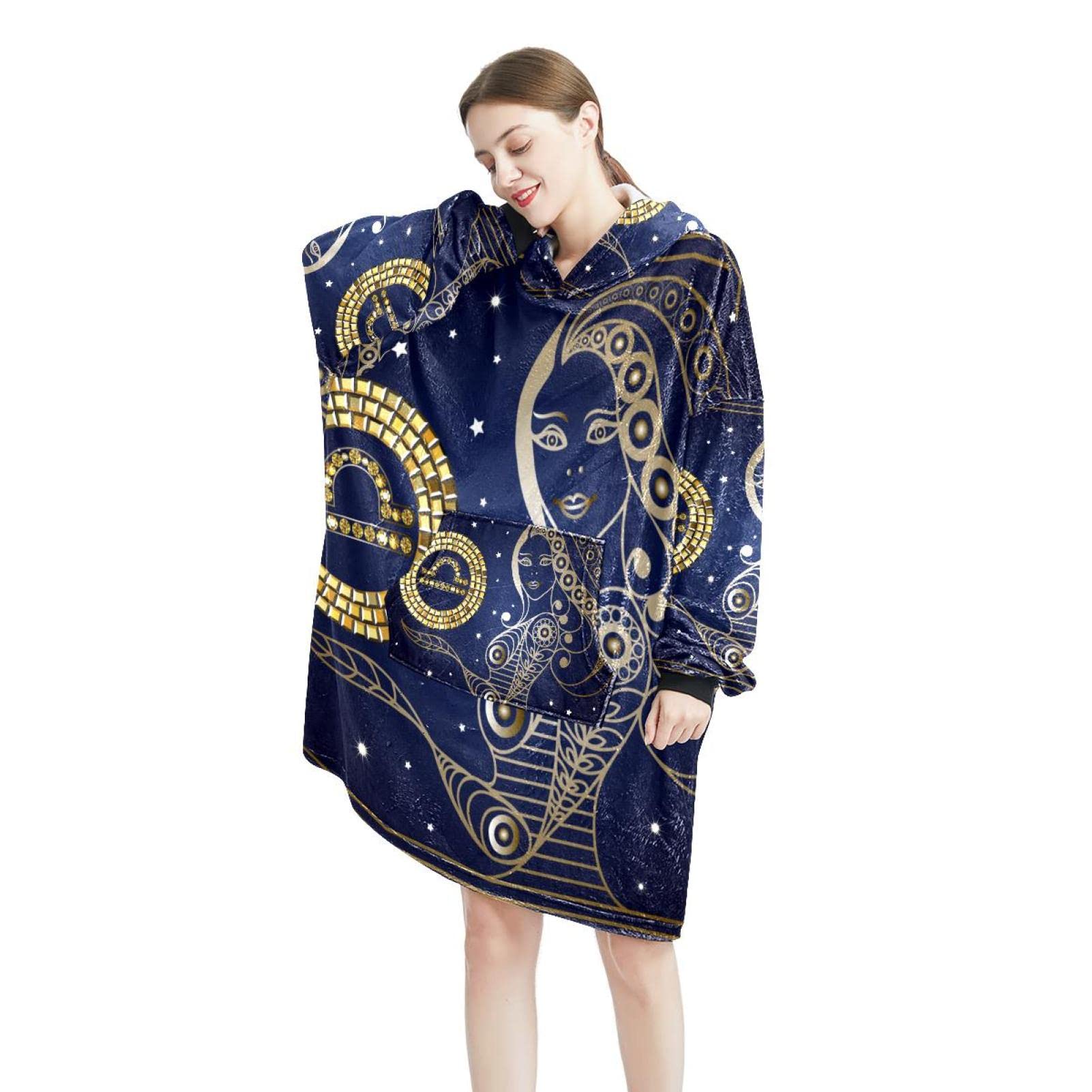 Bluza z kapturem do noszenia, oversize z kapturem dla kobiet, wygodna bluza damska ze znakiem zodiaku, wielobarwny, rozmiar uniwersalny
