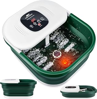 Neprock Foot Bath Spa with Heat and Massage and Jets, Collapsible Foot Spa Foot Soak Tub for Foot Pain Relief, Pedicure Foot Massager Spa Soaker with Pumice Stone