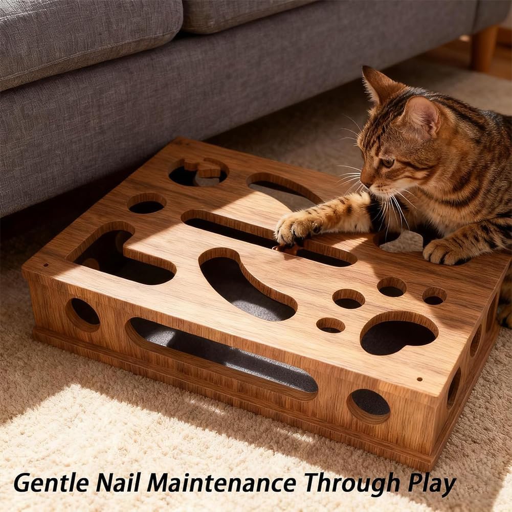 Cat Scratch Puzzle Enrichment Box, 2026 New Cat Nail File Enrichment Box, Cats Nail File Box with Bell Ball & Sandpaper Inside, Nails Files Stress Free Alternative (1PC)