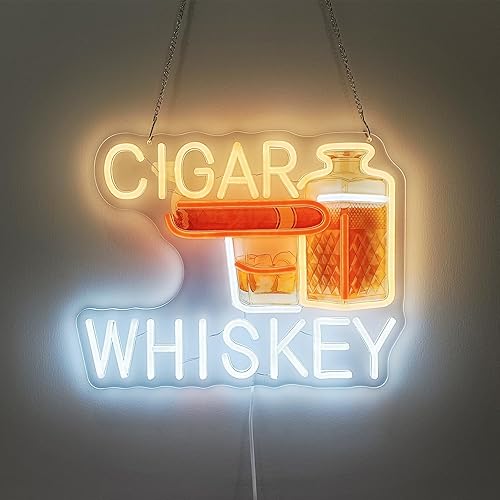 LED Neon Cigar Whiskey Bar Signs Light Up Cigarette Whiskey