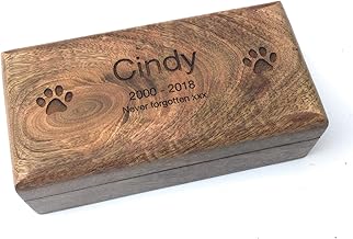 Rutherfords Gifts PERSONALISED MANGO WOOD PET MEMORIAL ASHES CASKET - SMALL
